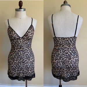 Victoria’s Secret Leopard Print Stretch Lace Slip Large L